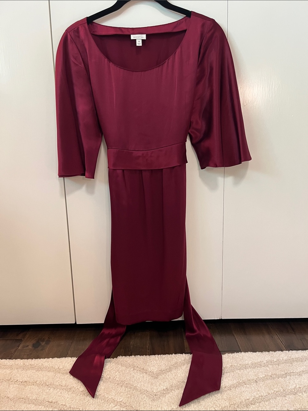 Semantiks Burgundy Mini Dress with Sash